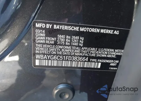 2015 BMW 740Ld xDrive from USA, damaged, VIN WBAYG6C51FD383664